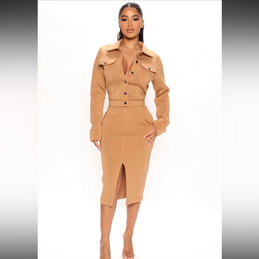 FASHION NOVA Mocha Skirt Set size M